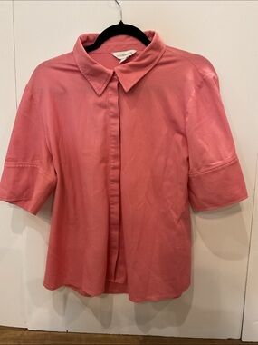 EUC Like New — Liz Claiborne Coral Pink Short‑Sleeve Button‑Front Shirt Size XL